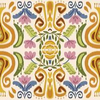 Ikat beautifully pattern is a traditional local fabric design featuring floral and foliage motifs in continuous ikat patterns. the background is beautifully shaded, suitable for fashion. sweet color. vector
