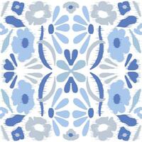pattern is traditional local fabric design featuring floral and foliage motifs in continuous ikat patterns. the background is beautifully shaded in tones of blue, suitable for fashion. blue color. vector