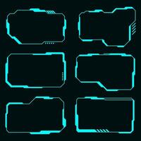 Technology futuristic set hi tech frame element. HUD focus sci-fi square shape design. vector