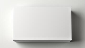 Top view of Blank white box mockup on white background photo