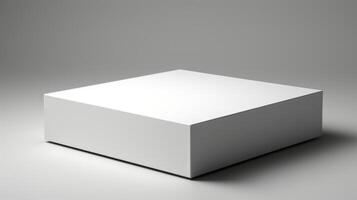 Blank white box mockup on grey background. photo