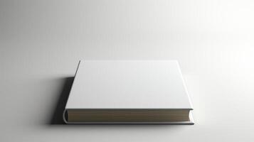 Blank white book mockup on white background photo