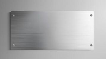 Metal plate with screws on a gray background photo