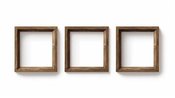 Set of wooden frames isolated on white background photo