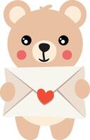 Funny teddy bear with a valentine envelope vector