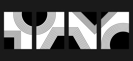 wall art abstract Retro black and white geometric pattern background, abstract circle, triangle and square lines art. Trendy bauhaus pattern backgrounds set vector