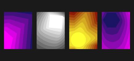 modern Abstract gradient poster background set. Minimalist style cover template with vibrant perspective 3d geometric shapes collection. Ideal design for social media, cover, banner, flyer. vector