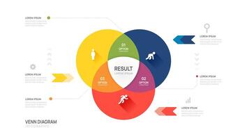 Infographic Venn diagram chart circle template for business start up presentation with venn diagram elements illustration. vector