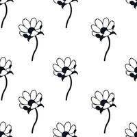 Daisy Floral Minimal Seamless Pattern vector