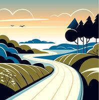 Serene Path Through Landscape vector