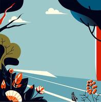 Forest Scene with Minimalist Trees vector