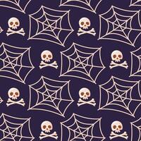Skull and Spider Web Seamless Pattern vector