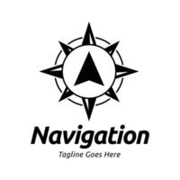 Navigation logo design with compass and arrow vector