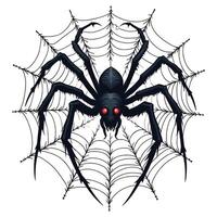 A black spider with red eyes on a web vector