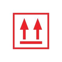 Two arrows pointing in opposite directions are shown in a red square vector