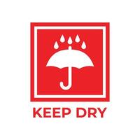A red and white logo with the words keep dry vector