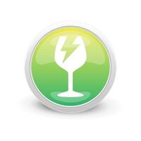 A green and yellow button with a glass of wine vector