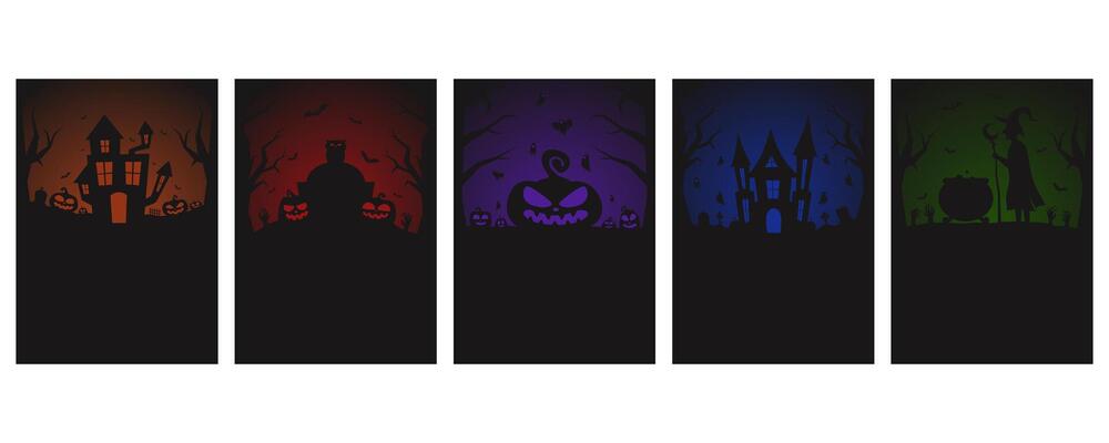 Gradient Halloween poster template collection with copy space for your text isolated on white background