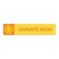 Donate now button with orange and yellow color vector