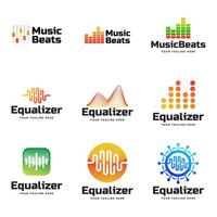 Music beats logo design set vector