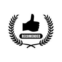 A thumbs up icon with a laurel wreath vector