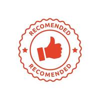 A red and white badge with the word recommended vector