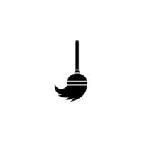 A black and white logo of a broom with a long handle vector