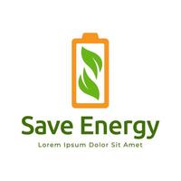 Save energy logo design with battery vector