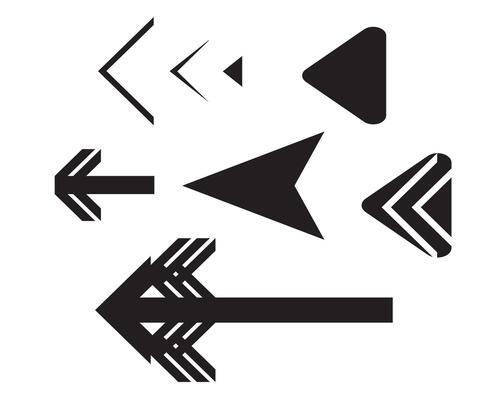 Set of black arrow pointing up. Arrow shape element.