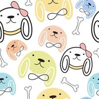 Childish seamless pattern with cute dogs for fabric, textile and wrapping paper on white background. vector