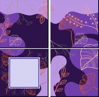 four different images of a purple and pink tree and a white frame vector