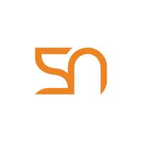 letter sn simple geometric linear linked logo vector