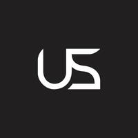 letter us simple geometric linear linked logo vector