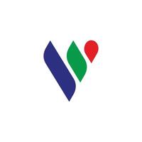 letter v pin location colorful map simple logo vector