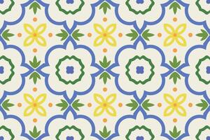 Bright geometric seamless ornamental pattern. Mosaic color ornate print. Tile trendy vintage repeatable background vector