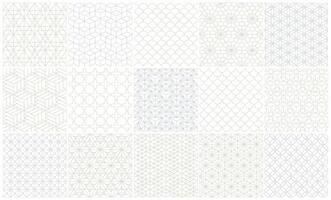 Collection of seamless ornamental patterns. Oriental structure monochrome backgrounds. Geometric tile mosaic design. Grid texture - decorative outline prints vector