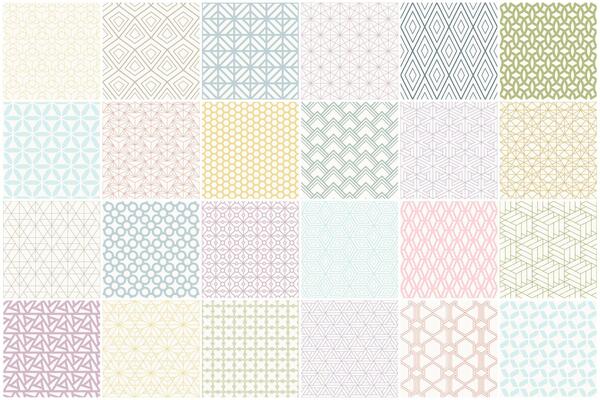 Collection of color seamless ornamental patterns. Geometric design - endless delicate backgrounds. Textile prints