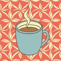 A cup of coffee on a patterned background vector
