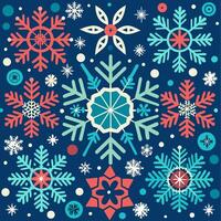 A set of snowflakes on a blue background vector