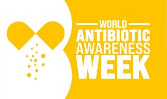 world antibiotic awareness week observed every year in during november 18 to 24.. Holiday concept. suitable for placard, background,Greeting Card, Poster design template with text inscription, vector