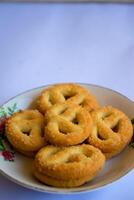 Danish butter cookies, Close up of butter cookies coated with white sugar, sweet cookies photo
