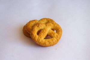 Danish butter cookies, Close up of butter cookies coated with white sugar, sweet cookies photo