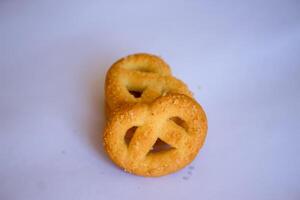 Danish butter cookies, Close up of butter cookies coated with white sugar, sweet cookies photo