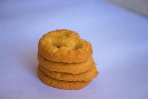 Danish butter cookies, Close up of butter cookies coated with white sugar, sweet cookies photo