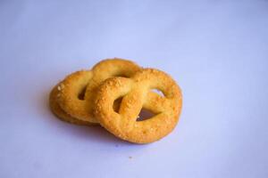 Danish butter cookies, Close up of butter cookies coated with white sugar, sweet cookies photo