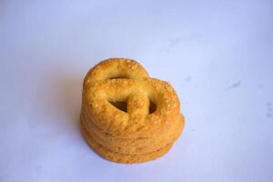 Danish butter cookies, Close up of butter cookies coated with white sugar, sweet cookies photo