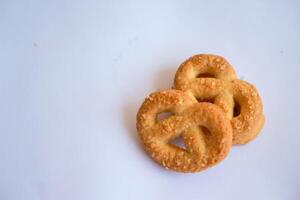 Danish butter cookies, Close up of butter cookies coated with white sugar, sweet cookies photo