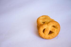 Danish butter cookies, Close up of butter cookies coated with white sugar, sweet cookies photo