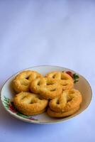 Danish butter cookies, Close up of butter cookies coated with white sugar, sweet cookies photo