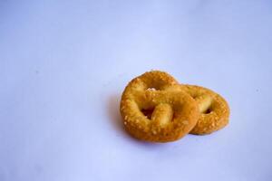 Danish butter cookies, Close up of butter cookies coated with white sugar, sweet cookies photo